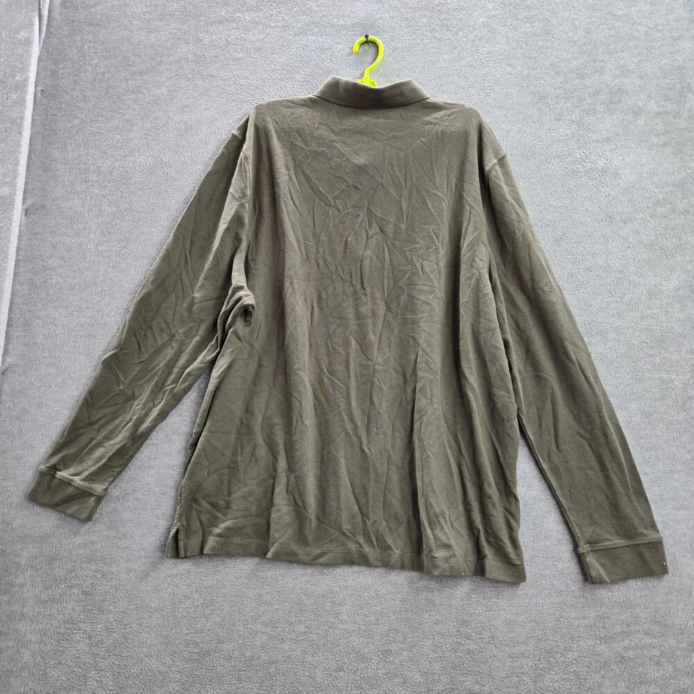 True Religion Men‎ Polo Shirt 3XL Green Logo Long Sleeve Collar